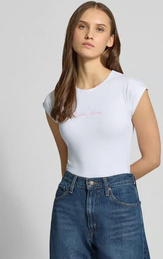 GUESS Jeans Slim Fit T-shirt met logo-stitching - Foto 3
