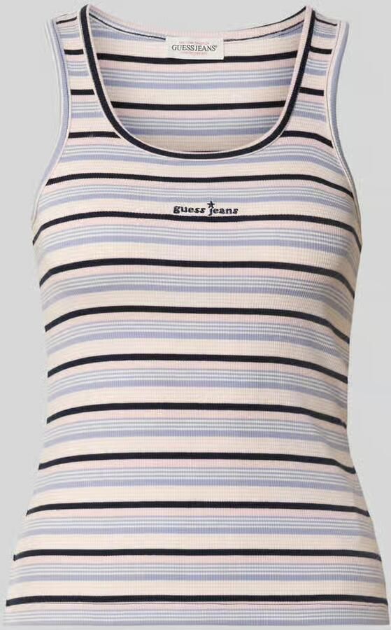 GUESS Jeans Slim fit top van katoenmix met gestikt logo
