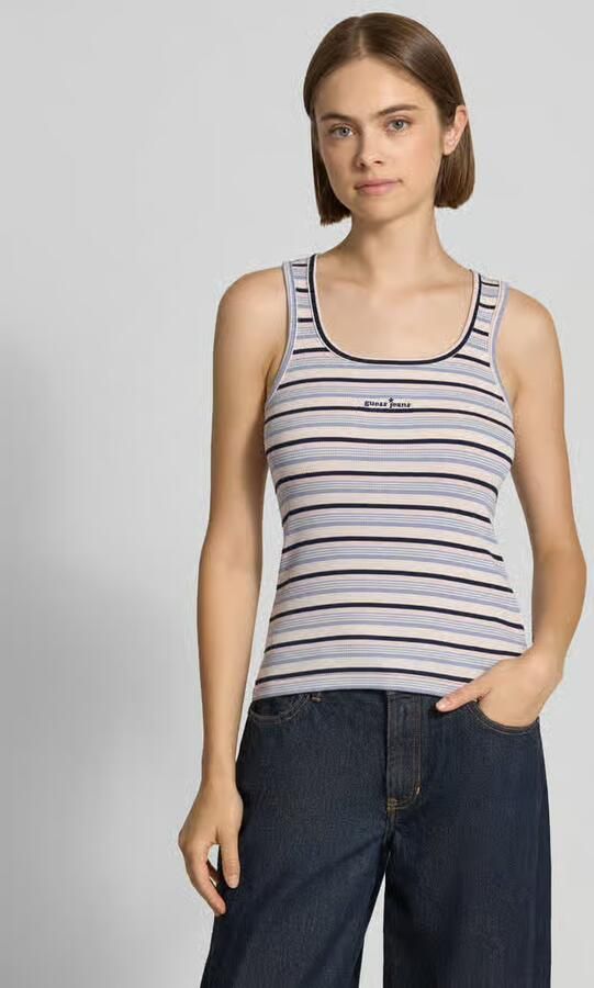 GUESS Jeans Slim fit top van katoenmix met gestikt logo - Foto 2