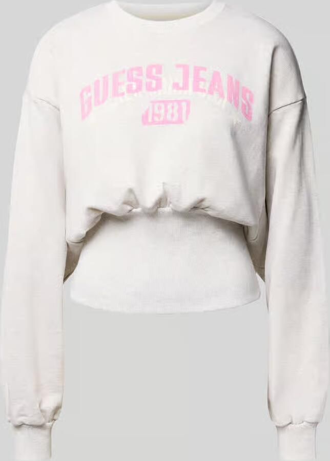 GUESS Jeans Sweatshirt met labelprint en ronde hals