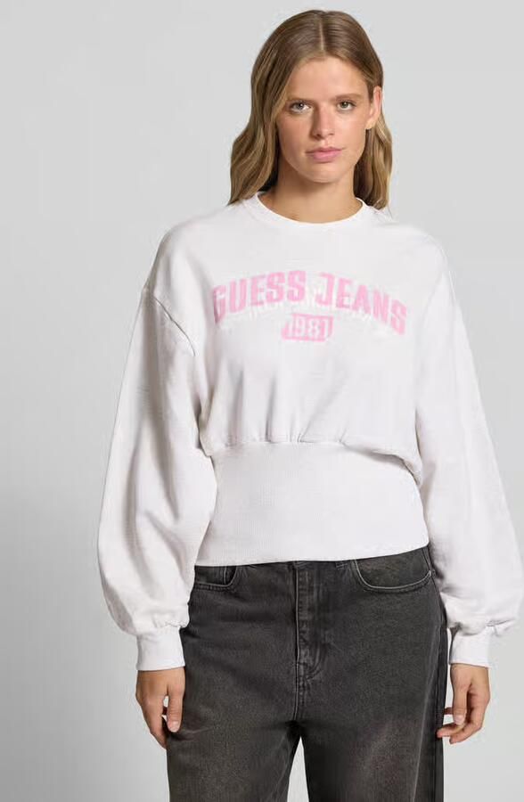 GUESS Jeans Sweatshirt met labelprint en ronde hals - Foto 2
