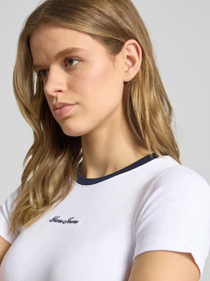 GUESS Jeans T-shirt met ronde hals en labelstitching