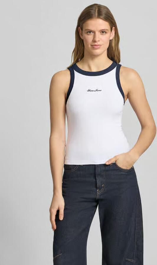 GUESS Jeans Tanktop in riblook met labelstitching - Foto 3