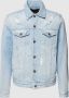 Guess Heren Denim Jack Blauw Gewassen Logo Blue Heren - Thumbnail 1