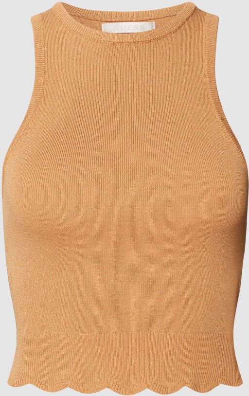 Guess Elegante Mouwloze Top Bruine Tricot Court Orange Dames