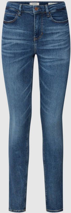 Guess Skinny-Fit Jeans Carrie Mid Label-Patch Blue Dames
