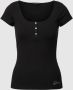 Guess T-shirt van een mix van viscose en elastaan met ribstructuur - Thumbnail 1