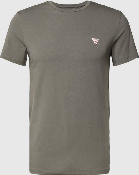 Guess Grijze Stretch T-Shirt met Gebogen Logo Gray Heren