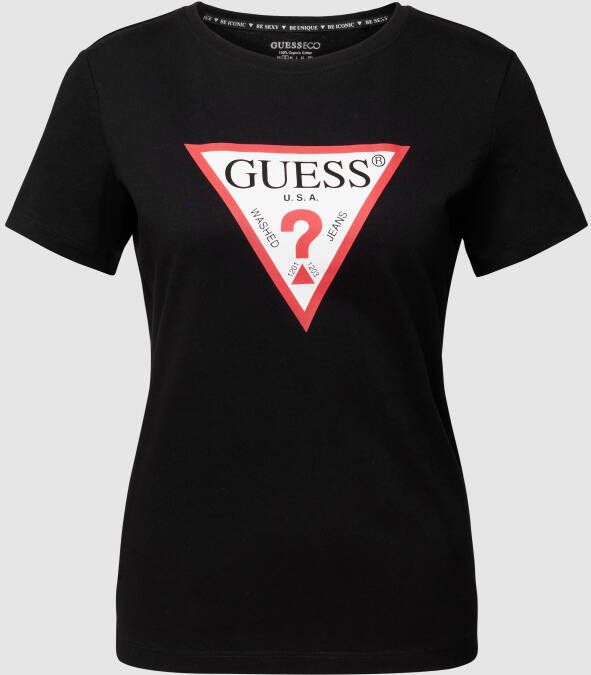 Guess Zwart Bedrukt T-Shirt voor Vrouwen Black Dames