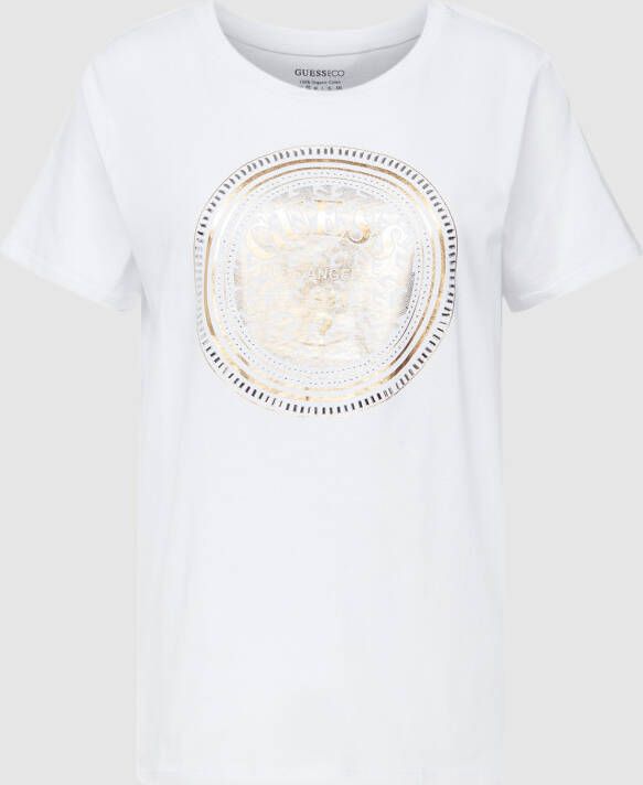 Guess T-shirt met metallic print W3Ri01 K9Rm1 Wit Dames