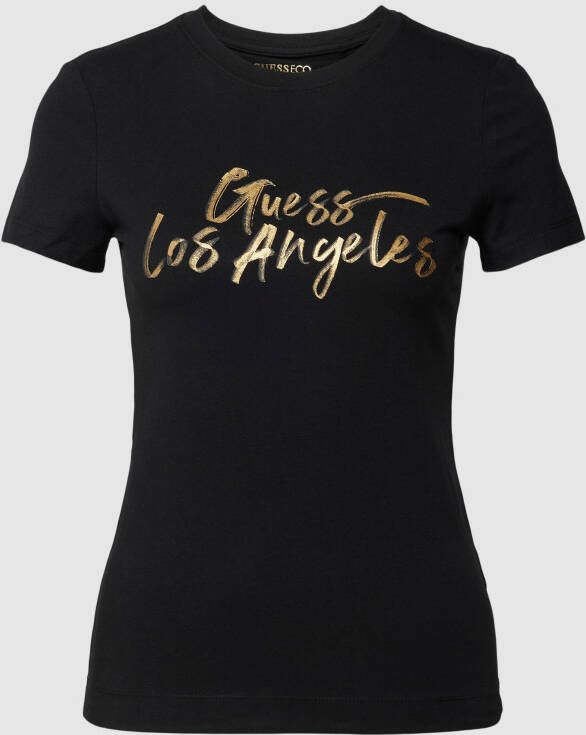 Guess Stijlvolle Gold LA Dames T-shirt Black Dames