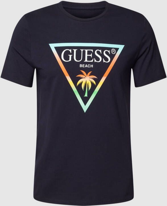 Guess T-shirt met labelprint model 'Triangle'