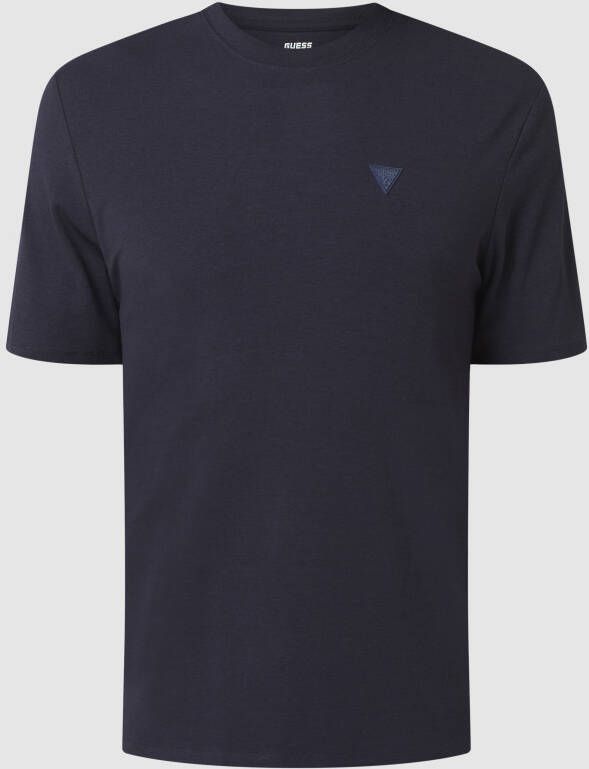 Guess Logo Patched T-Shirt Blauw Blue Heren