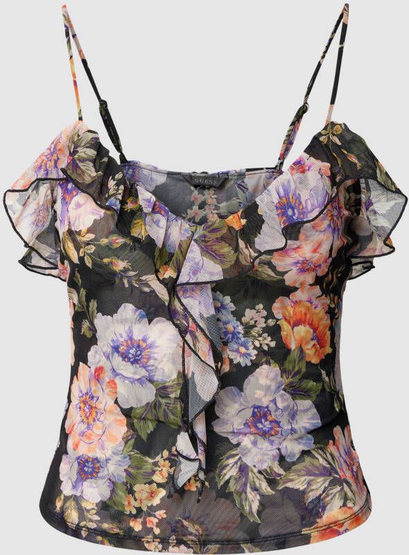 Guess Bloemen V-hals Slim Top Multicolor Dames