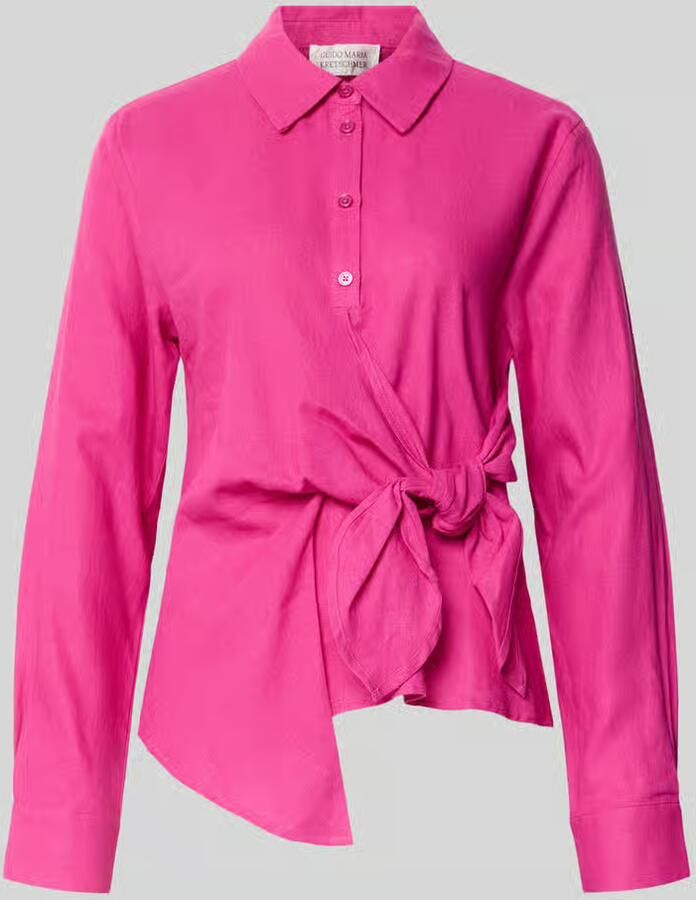 GUIDO MARIA KRETSCHMER WOMAN Blouse van mix van linnen en viscose met knoopdetail model 'Mathilda' - Foto 2
