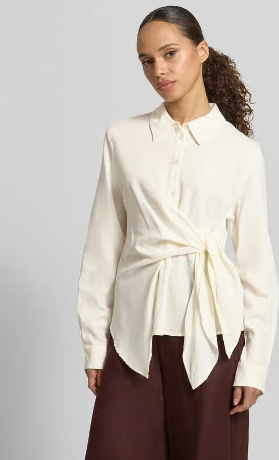 GUIDO MARIA KRETSCHMER WOMAN Blouse van mix van linnen en viscose met knoopdetail - Foto 3