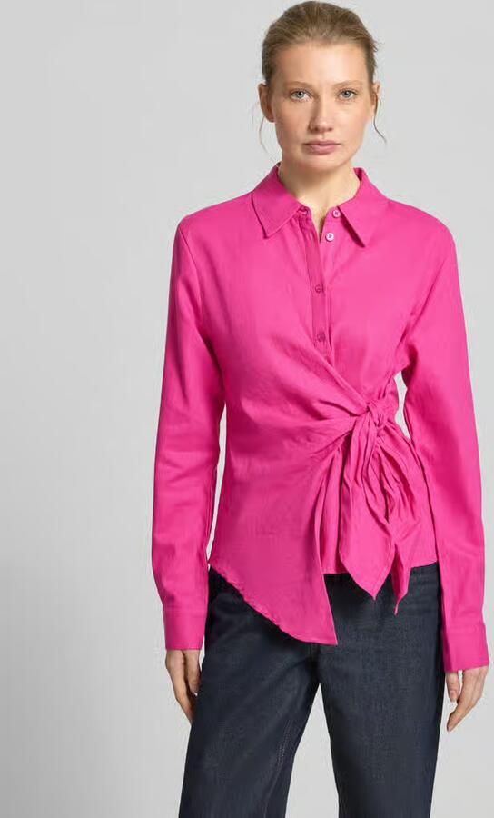 GUIDO MARIA KRETSCHMER WOMAN Blouse van mix van linnen en viscose met knoopdetail model 'Mathilda' - Foto 4