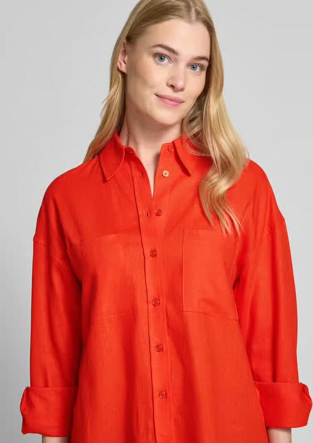 GUIDO MARIA KRETSCHMER WOMAN Regular fit linnen blouse met overhemdkraag model 'SHIRIN'
