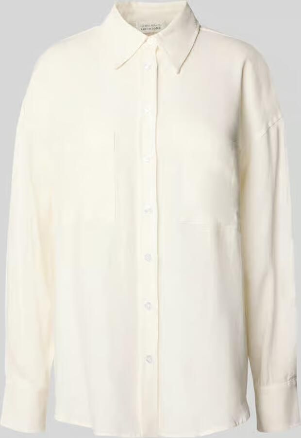 GUIDO MARIA KRETSCHMER WOMAN Slim fit linnen blouse met overhemdkraag model 'SHIRIN'