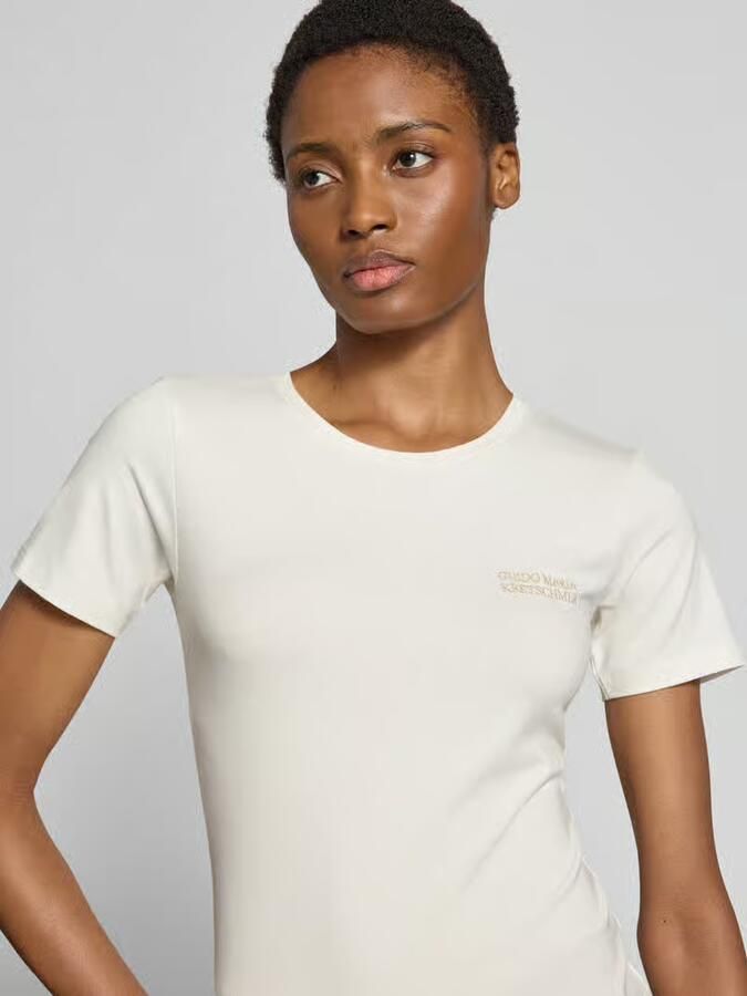 GUIDO MARIA KRETSCHMER WOMAN T-shirt van mix van viscose en elastaan met labelstitching - Foto 2