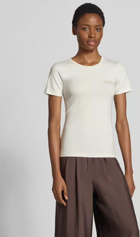 GUIDO MARIA KRETSCHMER WOMAN T-shirt van mix van viscose en elastaan met labelstitching - Foto 3