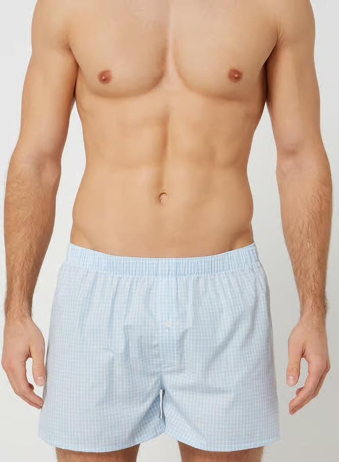 Hanro Katoenen boxershorts Blue Heren