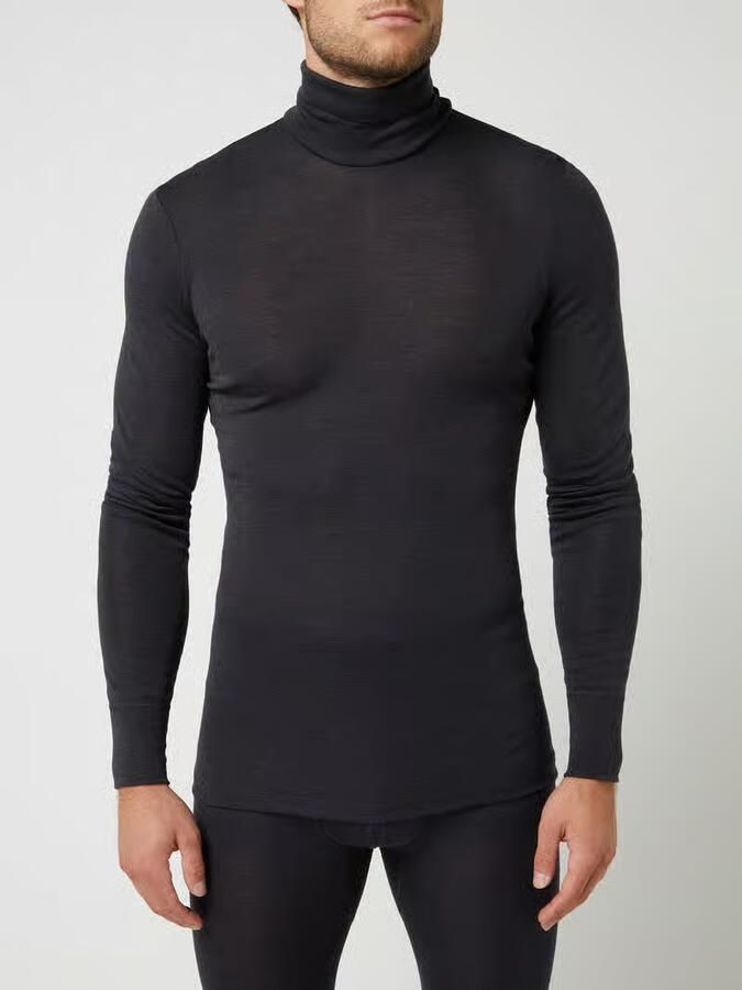 Hanro Shirt met lange mouwen van een mix van merinowol en zijde