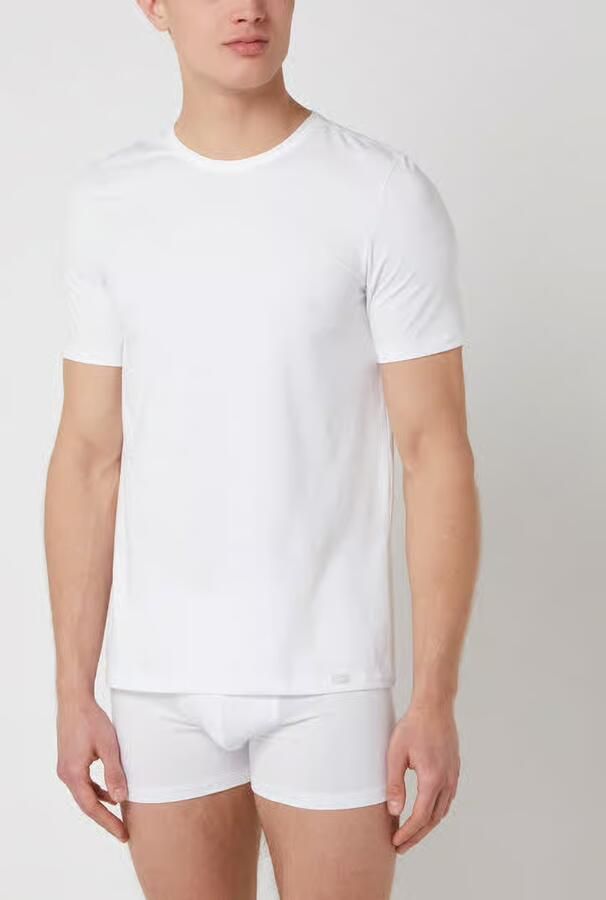Hanro T-shirt met labeldetail in een set van 2 stuks model 'Cotton Essentials'