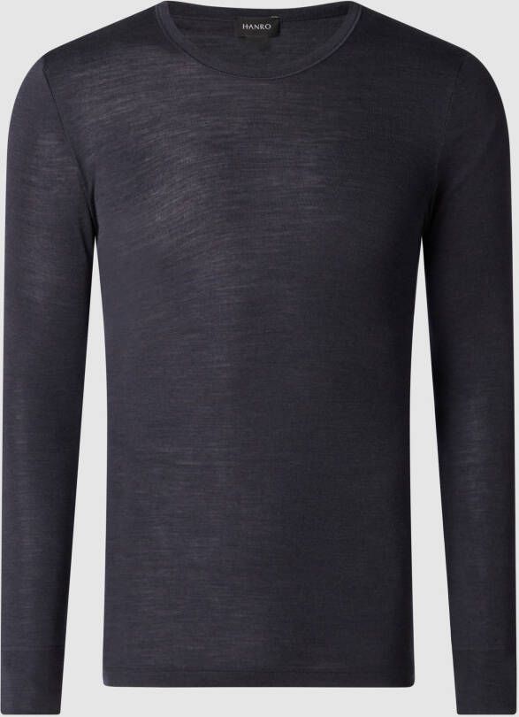 Hanro Shirt met lange mouwen van een mix van merinowol en zijde
