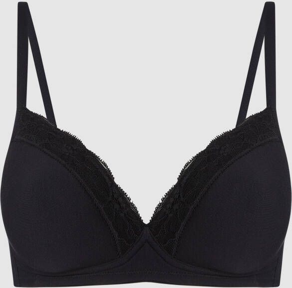 Hanro Soft-beha met gewatteerde cups model 'Cotton Lace Light'