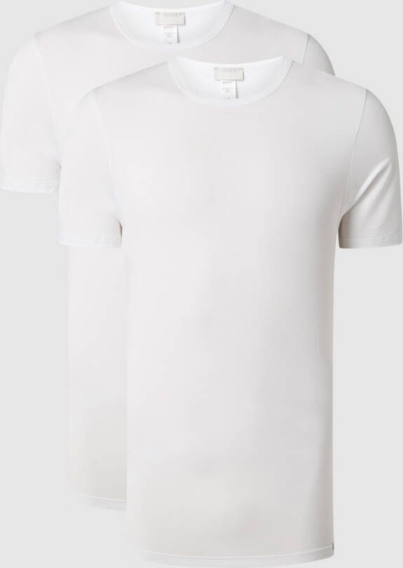 Hanro T-shirt met labeldetail in een set van 2 stuks model 'Cotton Essentials'