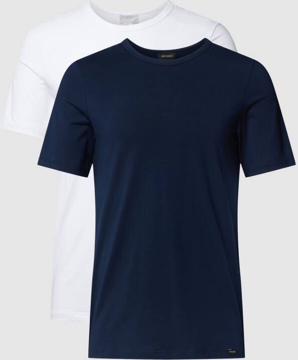 Hanro T-shirt met labeldetail in een set van 2 stuks model 'Cotton Essentials'