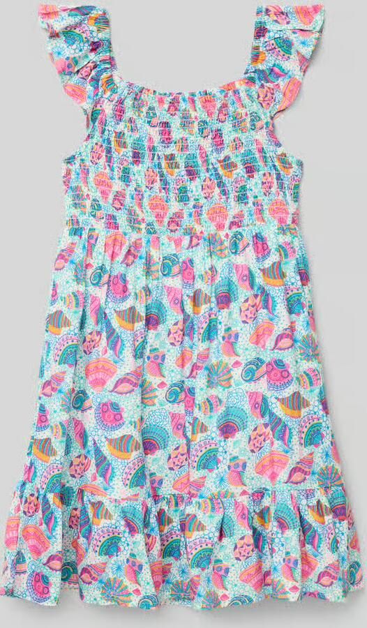 Happy Jurk van viscose met smokdetails