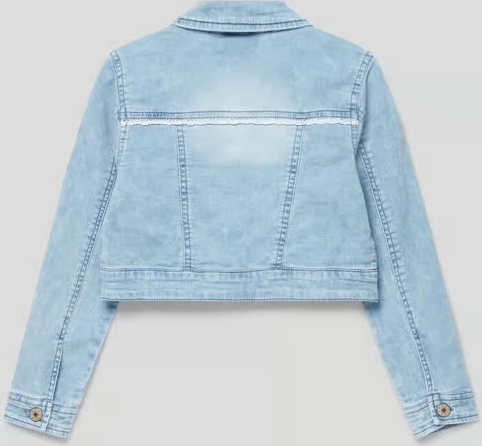 Happy Kort jeansjack met gebloemde siergarnering
