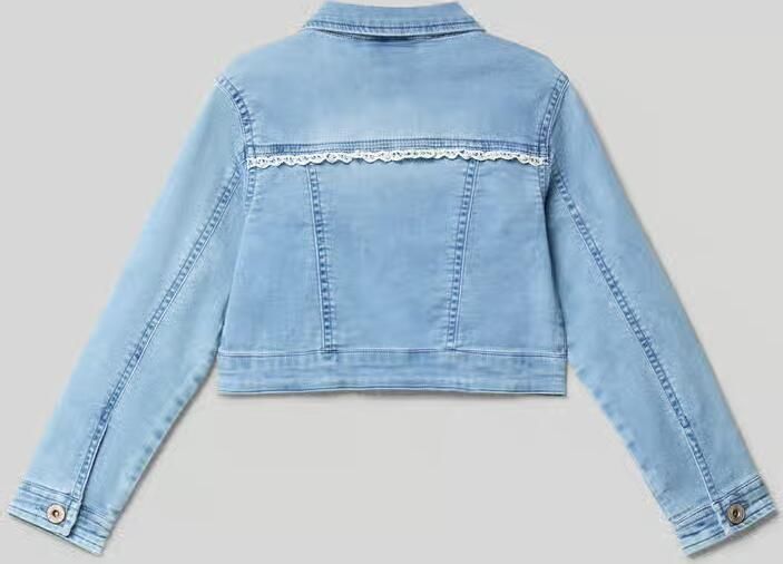 Happy Regular fit jeansjack met kanten boord