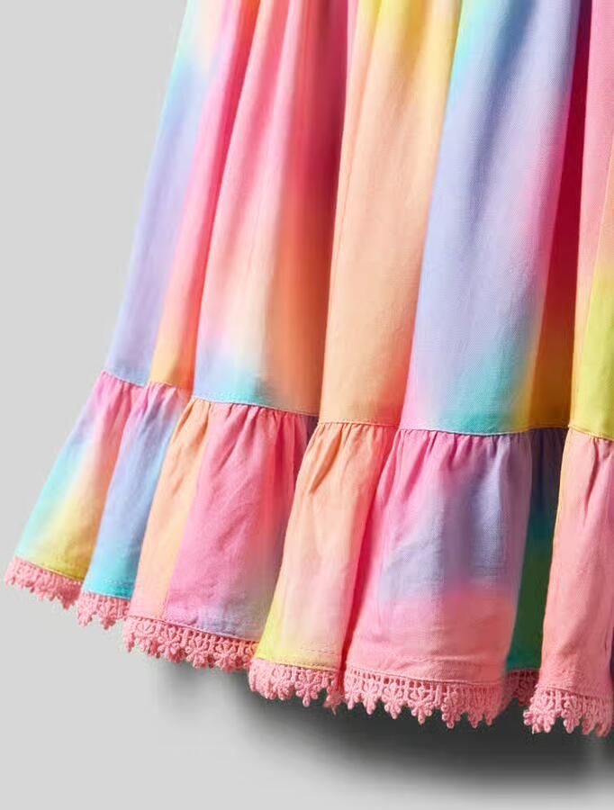 Happy regular fit jurk van pure viscose met gesmokte look
