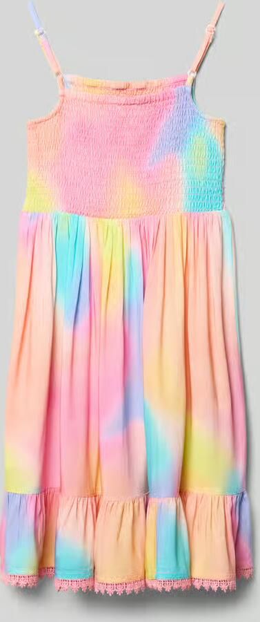 Happy regular fit jurk van pure viscose met gesmokte look
