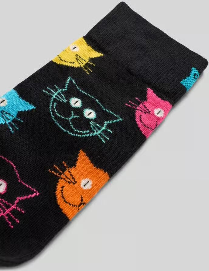 Happy Socks Sokken met motiefstitching model 'Kitten'