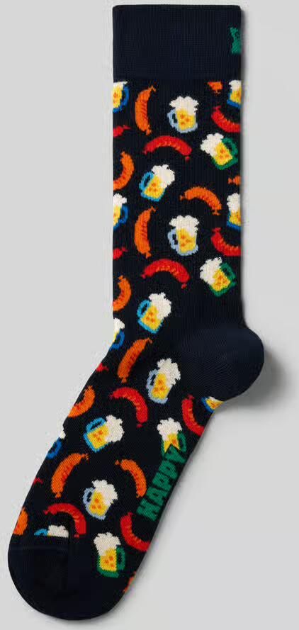 Happy Socks Sokken met Logostitching Model 'Beer and Sausage'