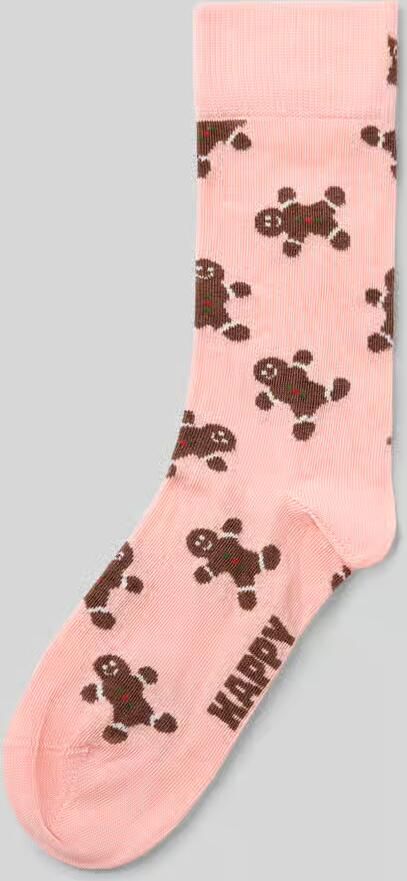 Happy Socks Regular fit sokken met motiefstitching model 'Gingerbread Man'