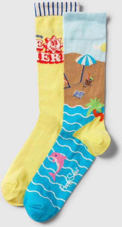 Happy Socks Sokken in een set van 2 paar met all-over print model 'Wish You Were Here'
