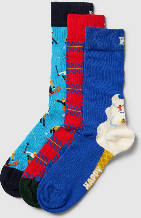 Happy Socks Sokken met all-over motief in een set van 3 paar model 'Downhill'