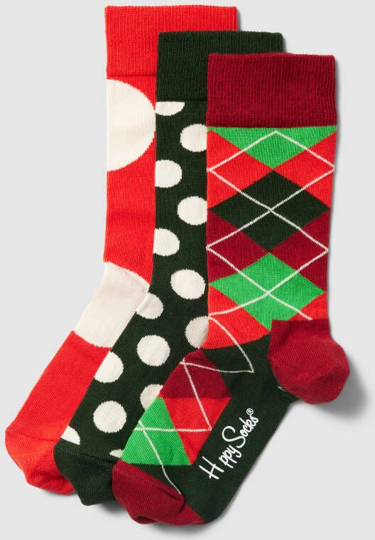Happy Socks Sokken met all-over motief in een set van 3 paar model 'Holiday Classics'