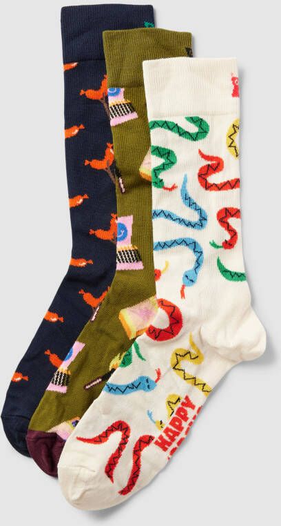 Happy Socks Sokken met all-over motief in een set van 3 stuks model 'Happy Camper'