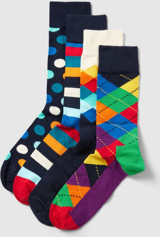 Happy Socks Sokken met all-over motief in een set van 4 paar
