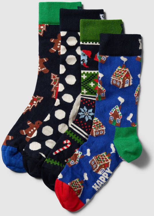 Happy Socks Sokken met all-over motief in een set van 4 paar model 'Gingerbread'