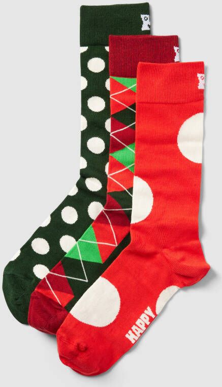 Happy Socks Sokken met all-over motief in een set van 4 paar model 'Holiday Classics'