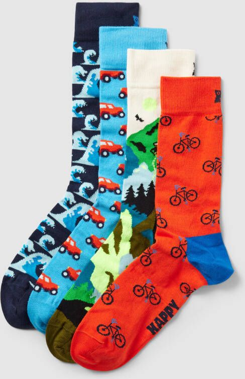 Happy Socks Sokken met all-over motief in een set van 4 paar model 'Out and About'