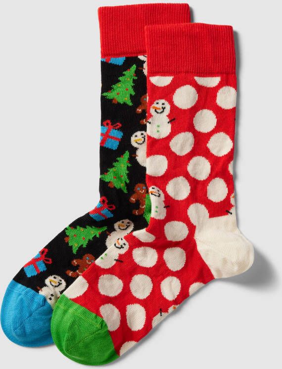 Happy Socks Kerstsokken Cadeauset Sneeuwpop Design Sokken Multicolor