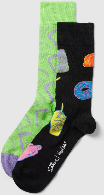 Happy Socks Sokken met all-over motiefprint in een set van 2 paar model 'The Simpsons'